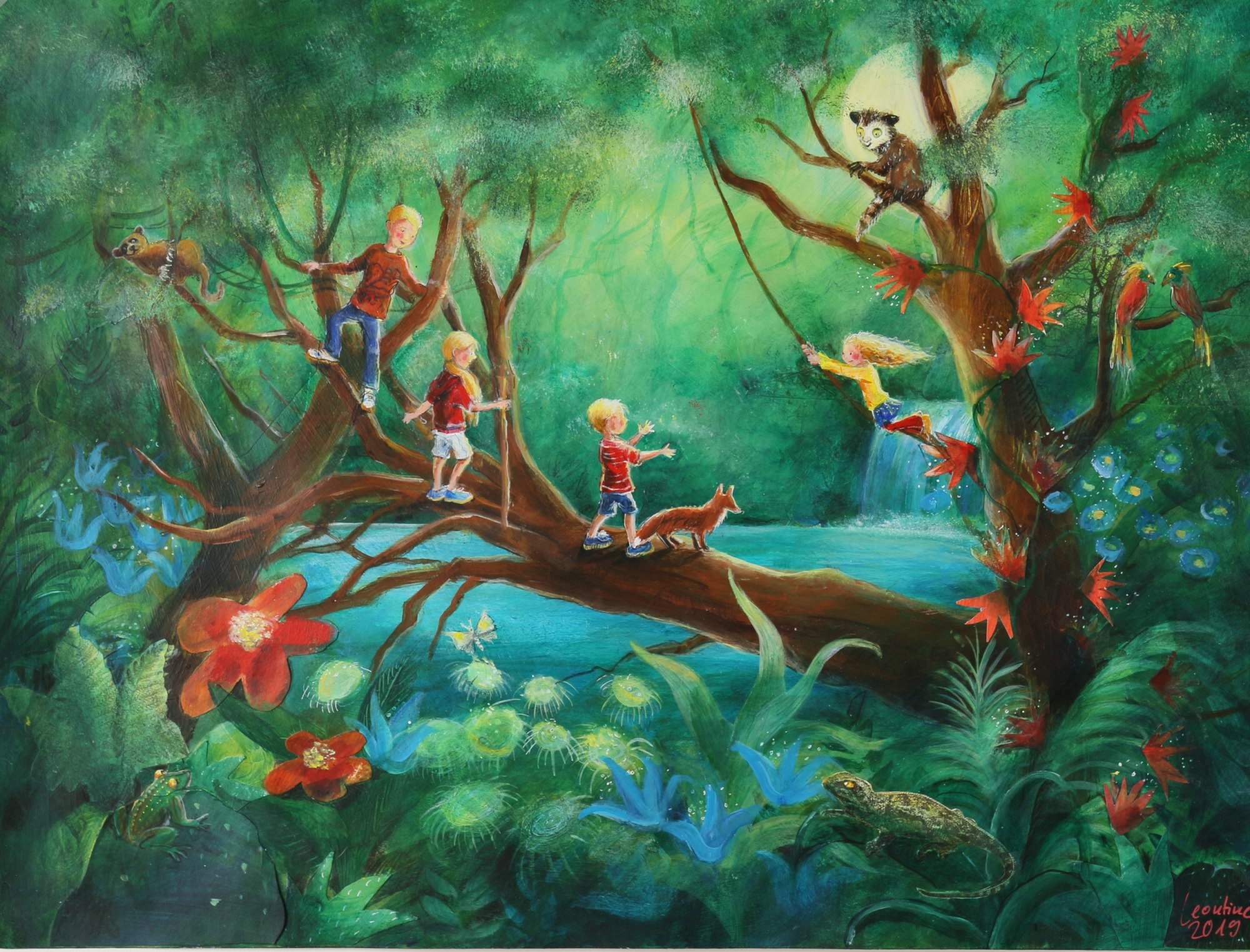Fantasievolle Kunst fürs Kinderzimmer - 2024 - Acrylfarbe,Collage