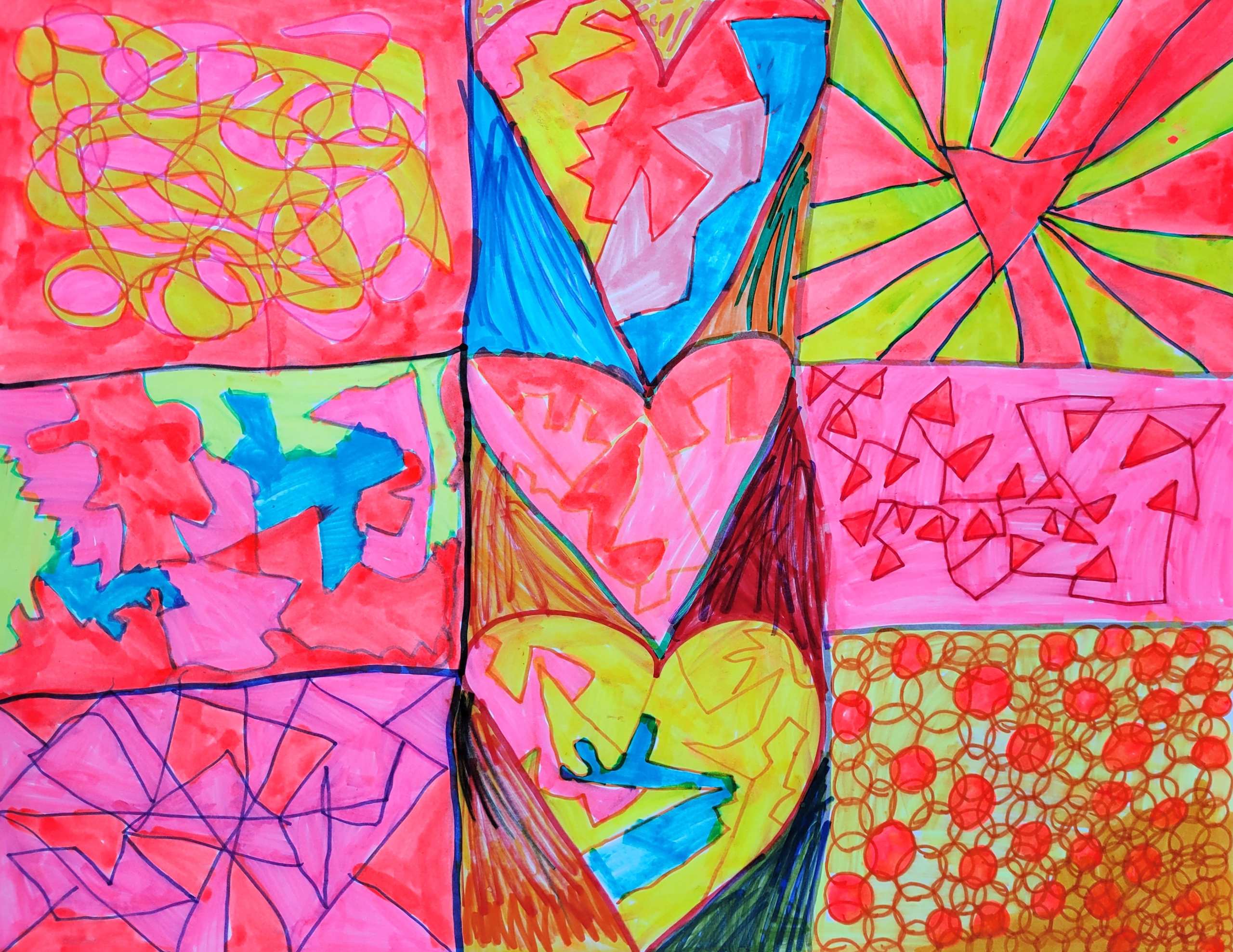 Schülerbild, abstrakte Muster und Farben