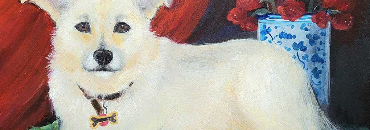 Hundeportrait mit Krone